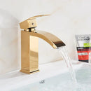 GobekUsa Black Brass Bathroom Waterfall Sink Faucet Hot&Cold Mixer Vanity Tap Deck Mounted
