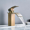 GobekUsa Black Brass Bathroom Waterfall Sink Faucet Hot&Cold Mixer Vanity Tap Deck Mounted