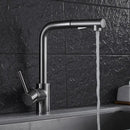 GobekUsa Brass Brushed Nickel Kitchen Faucet High Arch Swivel Pull Out Spray Mixer Tap