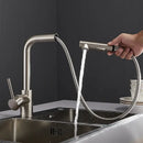 GobekUsa Brass Brushed Nickel Kitchen Faucet High Arch Swivel Pull Out Spray Mixer Tap