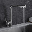 GobekUsa Brass Brushed Nickel Kitchen Faucet High Arch Swivel Pull Out Spray Mixer Tap