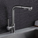 GobekUsa Brass Brushed Nickel Kitchen Faucet High Arch Swivel Pull Out Spray Mixer Tap