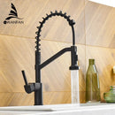 GobekUsa Black Brass Kitchen Faucet Pull Out Swivel Spout Mixer Tap