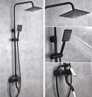 GobekUsa Black Brass Shower Set with Tub Faucet - Rainfall Bath Mixer for Bathtub