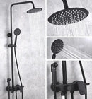 GobekUsa Black Brass Shower Set with Tub Faucet - Rainfall Bath Mixer for Bathtub