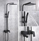 GobekUsa Black Brass Shower Set with Tub Faucet - Rainfall Bath Mixer for Bathtub