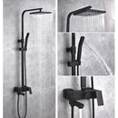 GobekUsa Black Brass Shower Set with Tub Faucet - Rainfall Bath Mixer for Bathtub