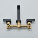 GobekUsa Black Brass Wall Mounted Bathroom Basin Faucet with Dual Handles