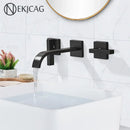 GobekUsa Black Brass Wall Mounted Bathroom Basin Faucet with Dual Handles