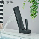 GobekUsa Brass Waterfall Basin Faucet Hot/Cold Mixer Taps Single Handle Bathroom Sink