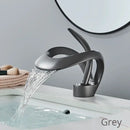 GobekUsa Black Brass Waterfall Basin Faucet, Single Handle Deck Mount Vanity Tap