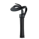 GobekUsa Black Brass Waterfall Basin Faucet, Single Handle Deck Mount Vanity Tap