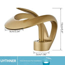 GobekUsa Black Brass Waterfall Basin Faucet, Single Handle Deck Mount Vanity Tap