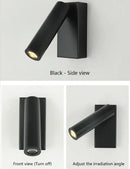 Modern matte black & brushed brass adjustable angle wall lamp bedroom by Decorbites