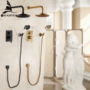 GobekUsa Black Antique Bath Rain Shower Wall Concealed Faucet Set