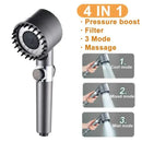 Modern matte black & chrome 3 modes high pressure shower head bathroom by Decorbites