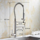 GobekUsa Black Chrome Tall Kitchen Faucet with Pull Down Spray and Swivel Spout