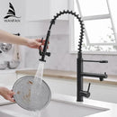 GobekUsa Black Chrome Tall Kitchen Faucet with Pull Down Spray and Swivel Spout