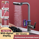 GobekUsa Digital Display Waterfall Kitchen Sink Faucet with Pull Out Sprayer