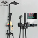 GobekUsa Digital Display Thermostatic Shower Faucet Set with Rain Shower Head