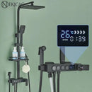 GobekUsa Digital Display Thermostatic Shower Faucet Set Rainfall Shower Mixer