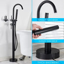 GobekUsa Black Dual Handle Freestanding Bathtub Faucet Set Floor Standing Bath Mixer Tap