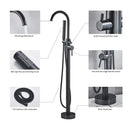 GobekUsa Black Dual Handle Freestanding Bathtub Faucet Set Floor Standing Bath Mixer Tap