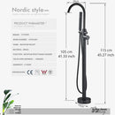GobekUsa Black Dual Handle Freestanding Bathtub Faucet Set Floor Standing Bath Mixer Tap