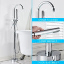GobekUsa Black Dual Handle Freestanding Bathtub Faucet Set Floor Standing Bath Mixer Tap
