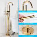 GobekUsa Black Dual Handle Freestanding Bathtub Faucet Set Floor Standing Bath Mixer Tap