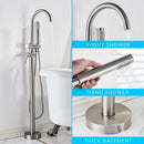 GobekUsa Black Dual Handle Freestanding Bathtub Faucet Set Floor Standing Bath Mixer Tap