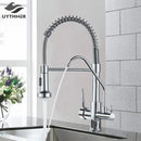 GobekUsa Black Dual Handle Kitchen Faucet with Water Purification Feature, 360° Rotation