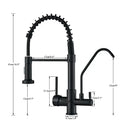 GobekUsa Black Dual Handle Kitchen Faucet with Water Purification Feature, 360° Rotation