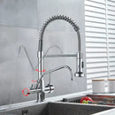 GobekUsa Black Dual Handle Kitchen Faucet with Water Purification Feature, 360° Rotation