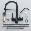 GobekUsa Black Dual Handle Kitchen Faucet with Water Purification Feature, 360° Rotation