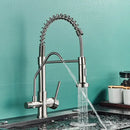 GobekUsa Black Dual Handle Kitchen Faucet with Water Purification Feature, 360° Rotation