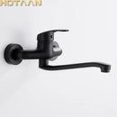 GobekUsa Dual Hole Kitchen Faucet, Black Brass Chrome Mixer Tap for Sink