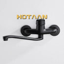 GobekUsa Dual Hole Kitchen Faucet, Black Brass Chrome Mixer Tap for Sink
