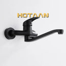 GobekUsa Dual Hole Kitchen Faucet, Black Brass Chrome Mixer Tap for Sink