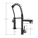 GobekUsa Dual Spout Kitchen Sink Faucet - Matte Black Finish, Deck Mount Spring Mixer