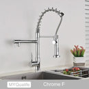 GobekUsa Dual Spout Kitchen Sink Faucet - Matte Black Finish, Deck Mount Spring Mixer