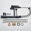 GobekUsa Dual Spout Kitchen Sink Faucet - Matte Black Finish, Deck Mount Spring Mixer