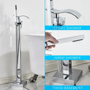 GobekUsa Black Floor Mounted Bathtub Faucet Set with Waterfall Mixer Tap