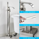 GobekUsa Black Floor Mounted Bathtub Faucet Set with Waterfall Mixer Tap