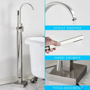 GobekUsa Black Floor Mounted Bathtub Faucet Set with Waterfall Mixer Tap