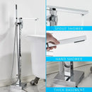 GobekUsa Black Floor Mounted Bathtub Faucet Set with Waterfall Mixer Tap