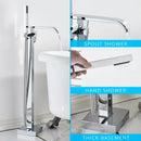 GobekUsa Black Floor Mounted Bathtub Faucet Set with Waterfall Mixer Tap