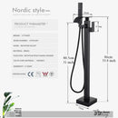 GobekUsa Black Floor Mounted Bathtub Faucet Set with Waterfall Mixer Tap