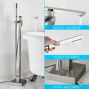 GobekUsa Black Floor Mounted Bathtub Faucet Set with Waterfall Mixer Tap