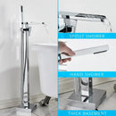 GobekUsa Black Floor Mounted Bathtub Faucet Set with Waterfall Mixer Tap